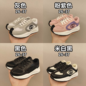 GUCCI children's leather lace-up mesh breathable sports running shoes-4170