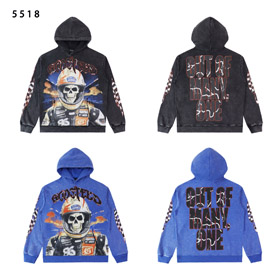 Godspeed Retro Letter Skull Print Hooded Sweatshirt-4568